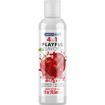 Массажный гель для тела SWISS NAVY 4 in 1 playful flavors, Poppin Wild Cherry 29,5 мл Массажный гель для тела SWISS NAVY 4 in 1 playful flavors, Poppin Wild Cherry 29,5 мл