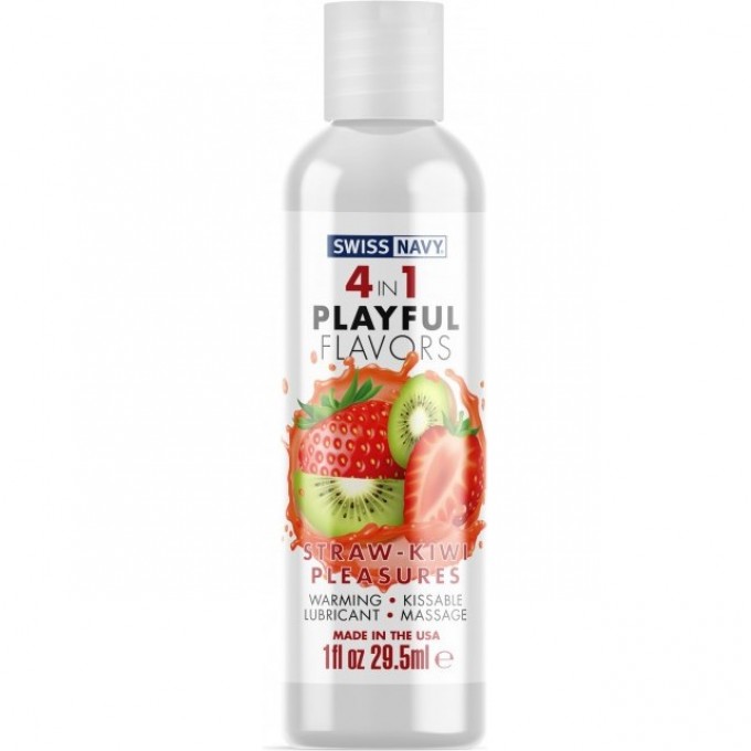 Массажный гель для тела SWISS NAVY 4 in 1 playful flavors, Straw-Kiwi Pleasures 29,5 мл SN4N1FSKP1